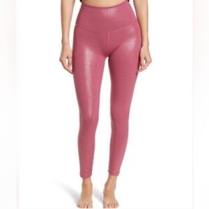 Beyond Yoga Shimmering Pink Leggings High Waist Size L Activewear Athleisure Gym